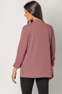 Stretch Crepe Blazer with Ruched Sleeves
