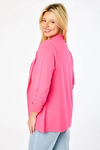 Stretch Crepe Blazer with Ruched Sleeves