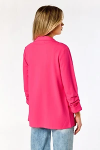 Stretch Crepe Blazer with Ruched Sleeves