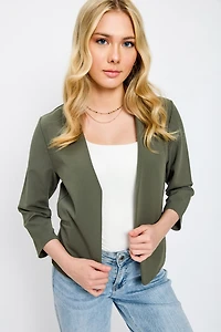 3/4 Sleeve Open Collarless Blazer