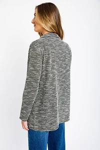Flap Pockets Tweed Blazer Black