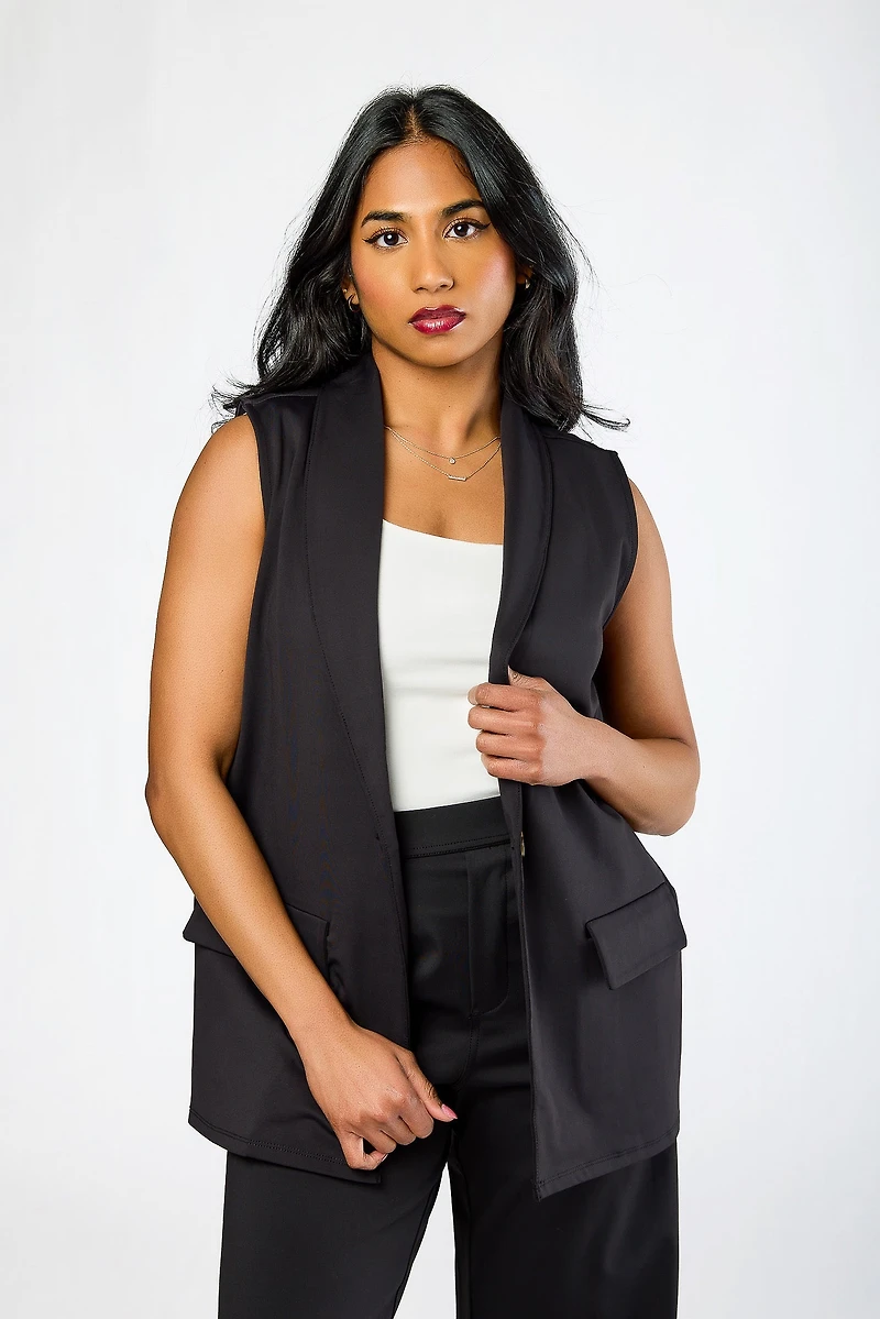 Brushed Knit One-Button Vest