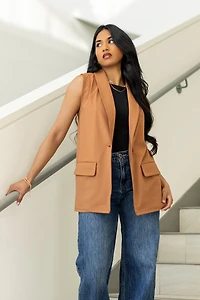 Brushed Knit One-Button Vest