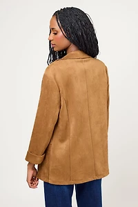 Faux Suede 3/4 Sleeve Blazer
