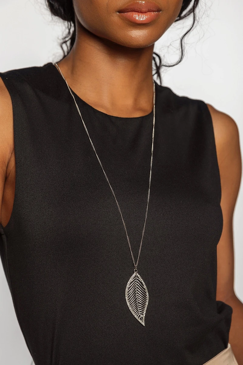 Rhinestone Leaf Necklace