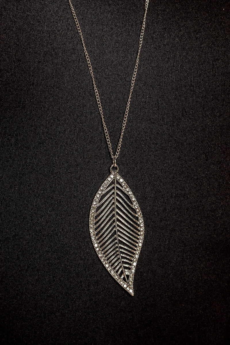 Rhinestone Leaf Necklace