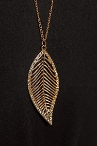 Rhinestone Leaf Necklace