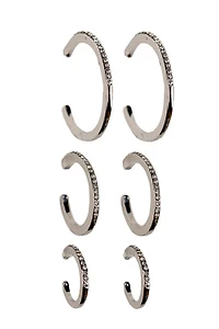 Triple Set of Rhinestone Hoops
