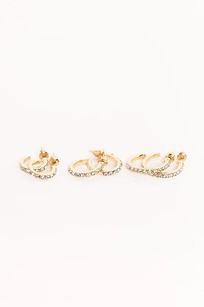Rhinestone Hoop Earrings Set