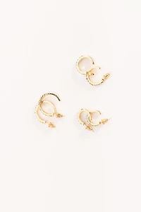 Rhinestone Hoop Earrings Set