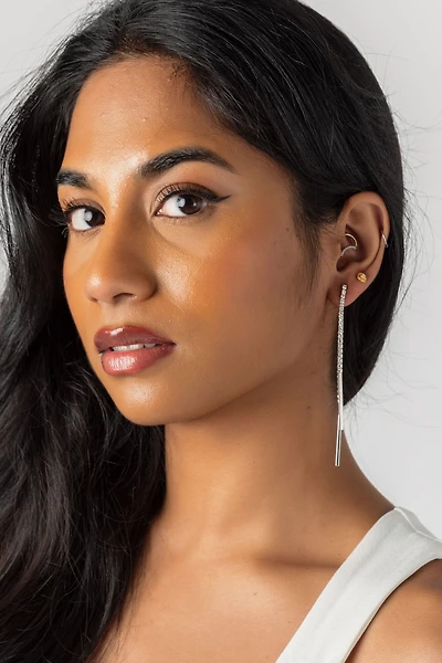 Twinkling Rhinestone Linear Earrings