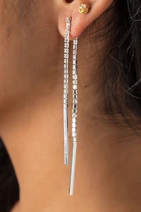 Twinkling Rhinestone Linear Earrings