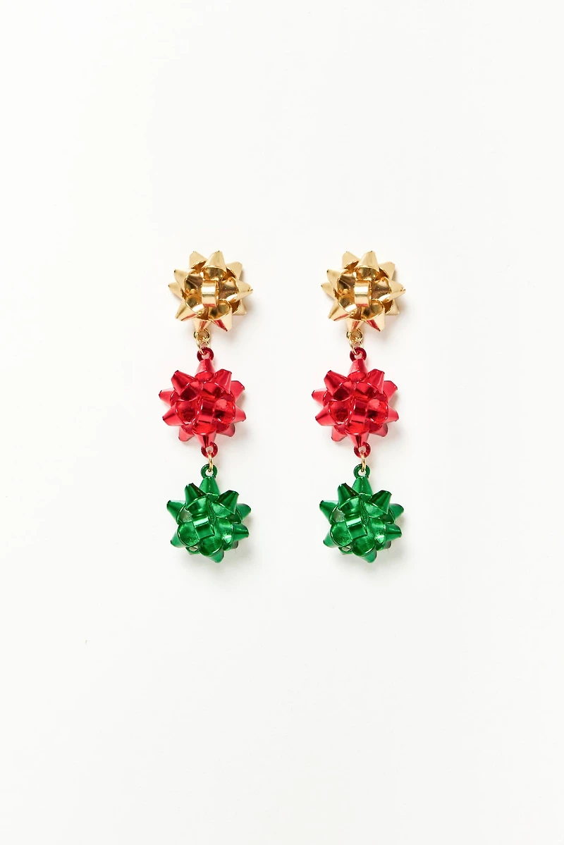 Holiday Bow Drop Earrings