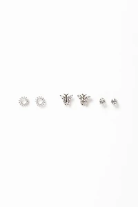 Rhinestone & Butterfly Stud Trio