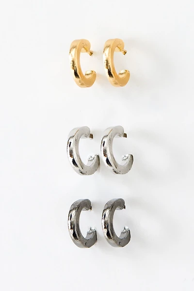 3 Set of Multi-Metal Mini Hoops