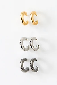 3 Set of Multi-Metal Mini Hoops