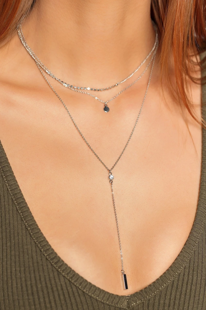 Triple Strand Lariat Necklace