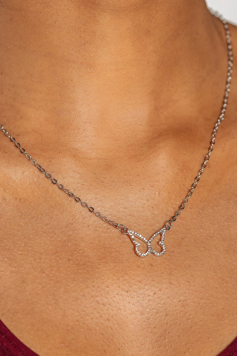Necklace with Rhinestone Butterfly