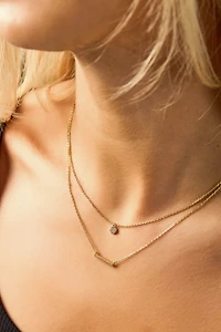 Necklace with Double Rhinestone Pendant