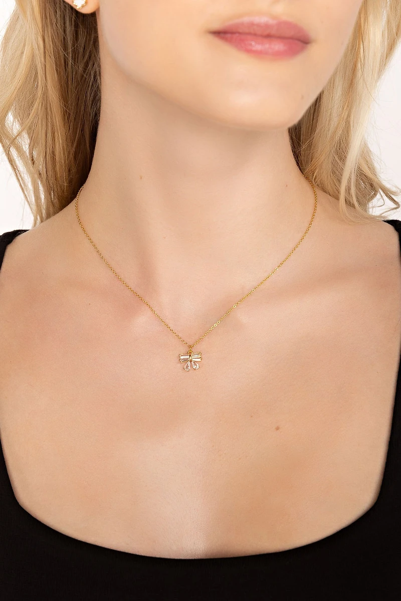 Rhinestone Bow Necklace
