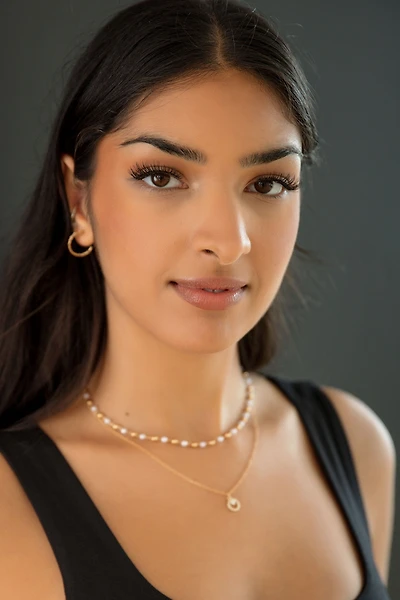 Mini Rhinestone Pearl Double-Chain Necklace