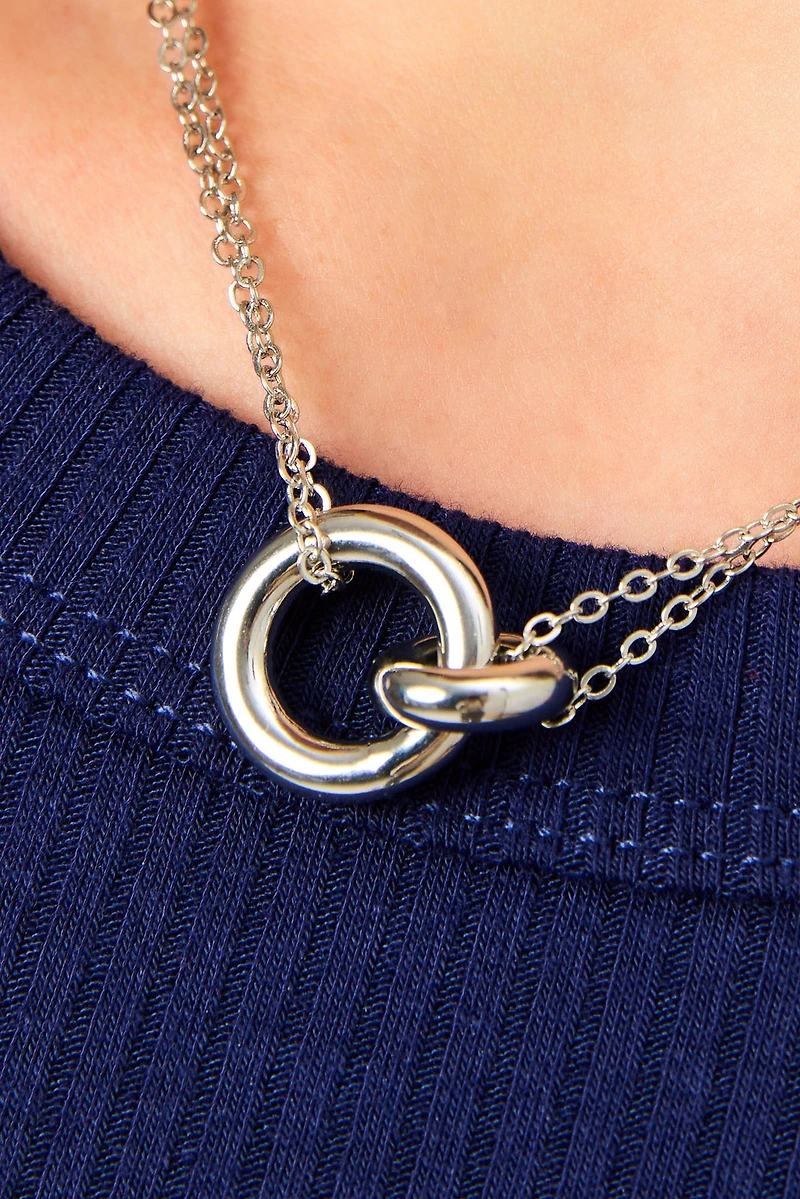 Interlocking Circles Double-Chain Necklace