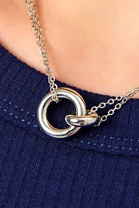Interlocking Circles Double-Chain Necklace