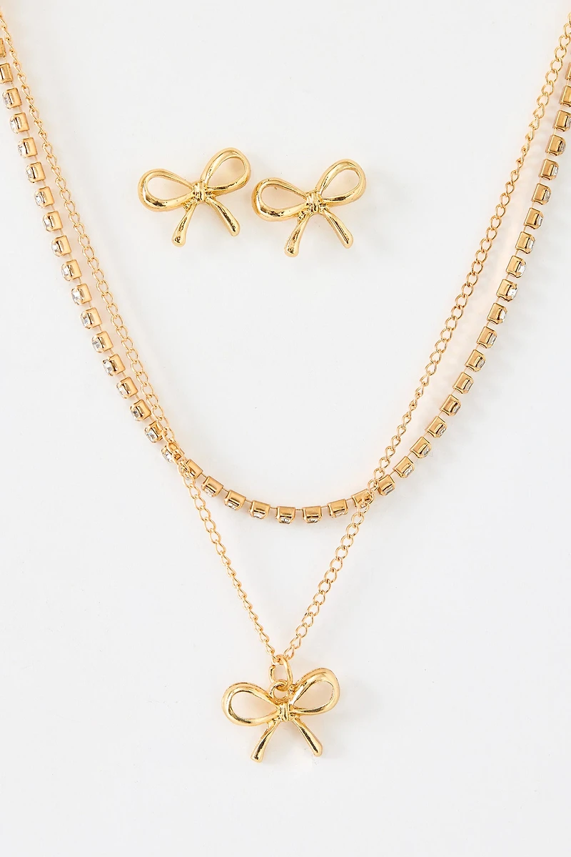 Bow Necklace & Earring Set