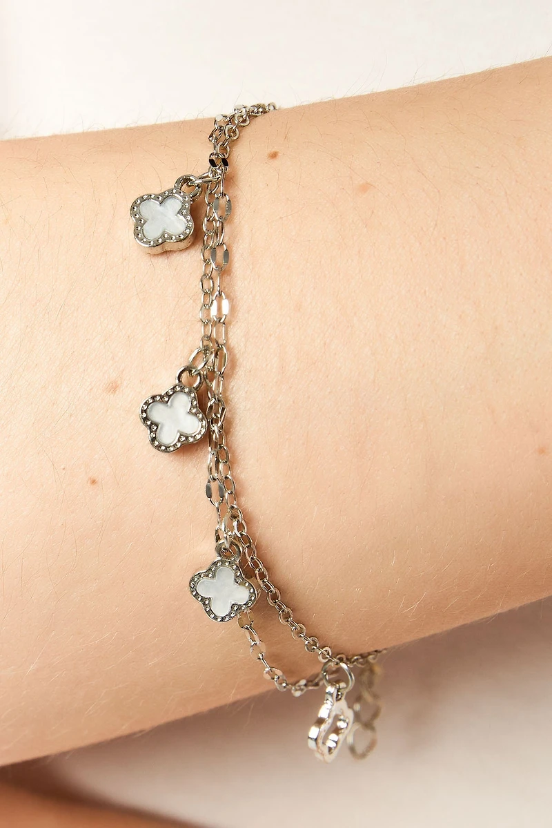 Clover Charm Double-Layered Bracelet