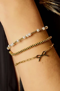 Pearl and Bow Bracelet Stack Set