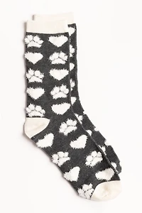 Fuzzy Heart and Paw Socks
