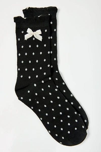 Polka Dot Ruffle-Trim Bow Socks