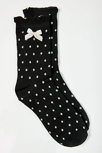Polka Dot Ruffle-Trim Bow Socks