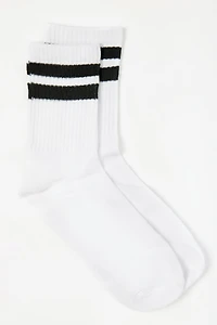 Short Crew Socks with Double Stripes