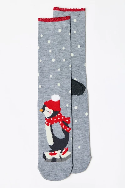 Skating Penguin Polka-Dot Socks