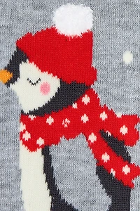 Skating Penguin Polka-Dot Socks