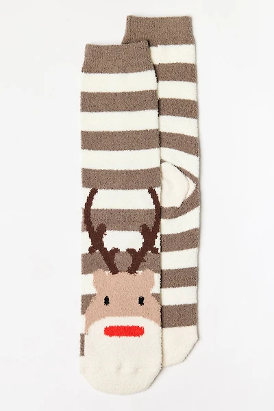 Striped Reindeer "Soft and Cozy" Socks