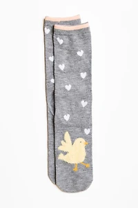 Fuzzy Chick with Hearts Socks