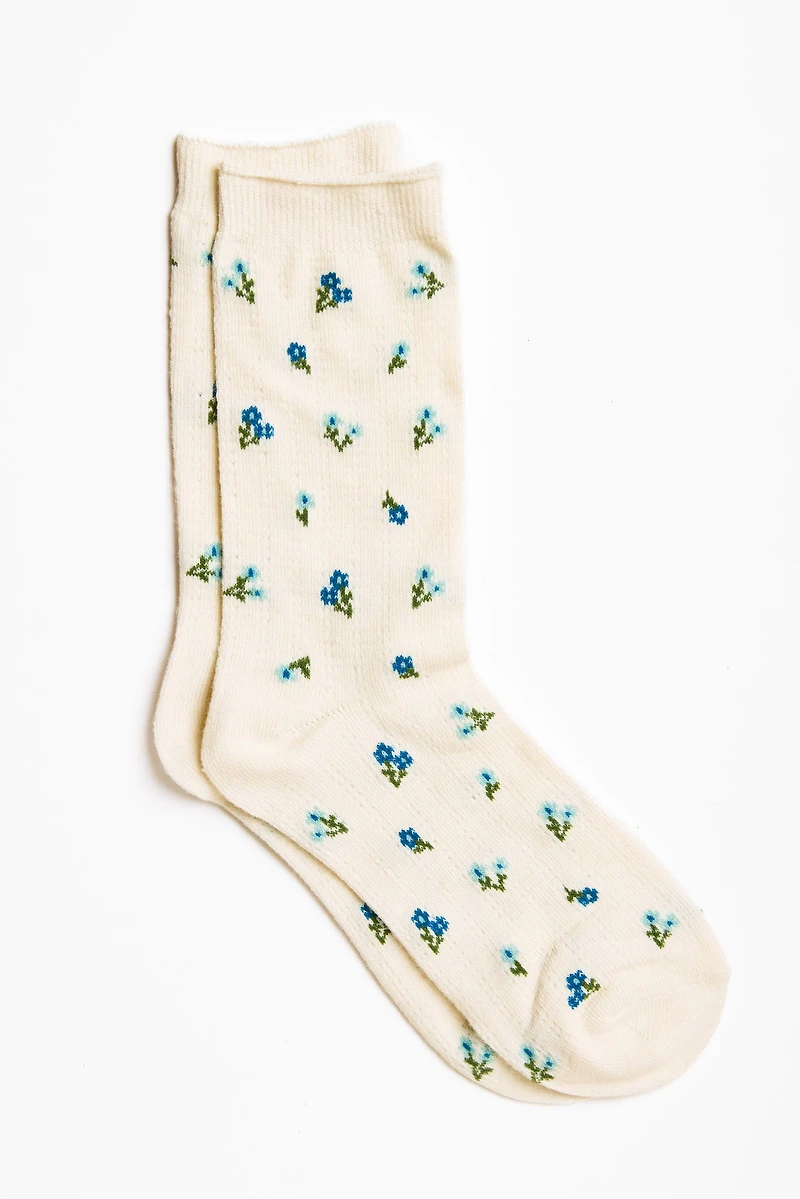 Ditsy-Floral Print Socks