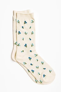 Ditsy-Floral Print Socks