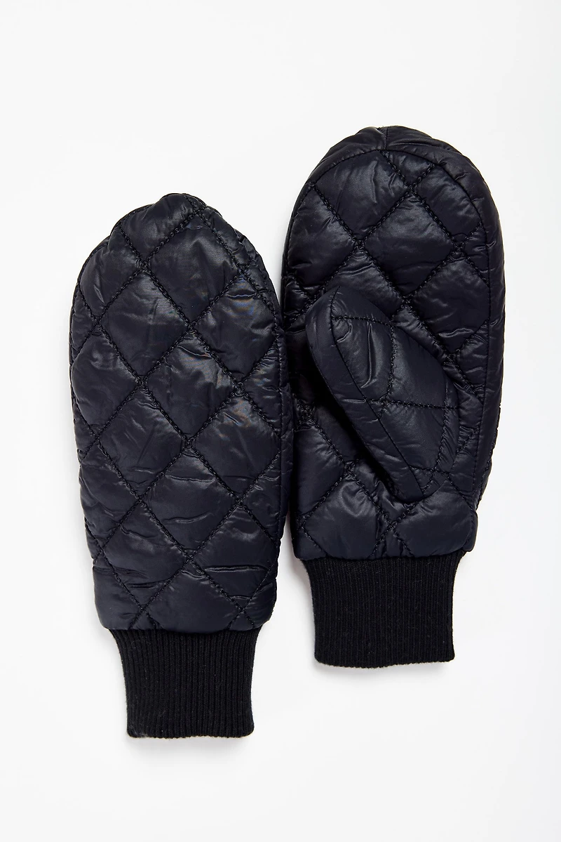 Diamond Quilted Puffy Mitt with Fleece Lining