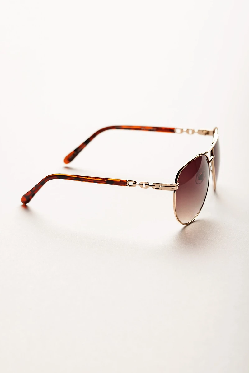 Aviator Sunglasses with Chain-Link Arms