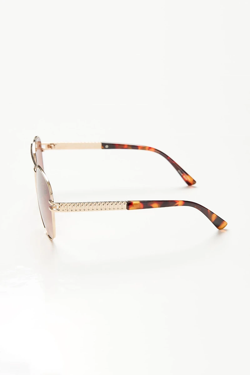 Gold-Trim Aviator Sunglasses