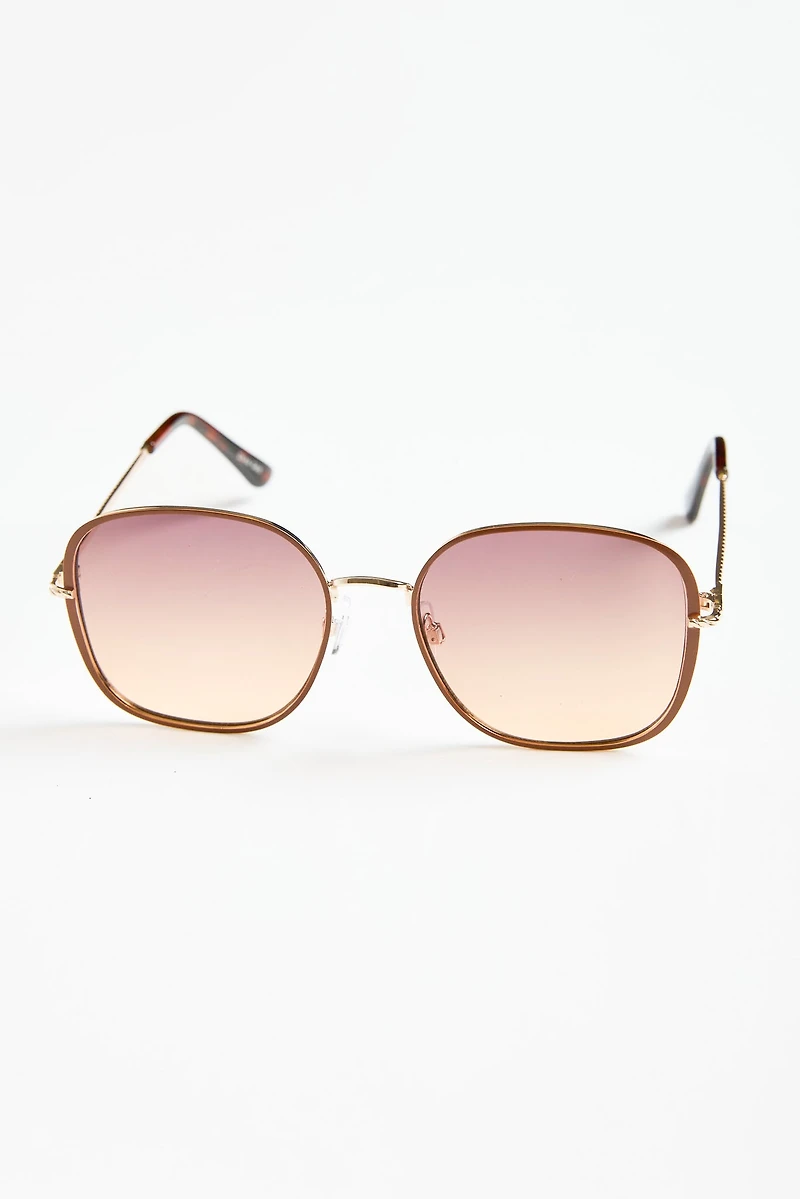 Gold-Brown Rectangular Sunglasses