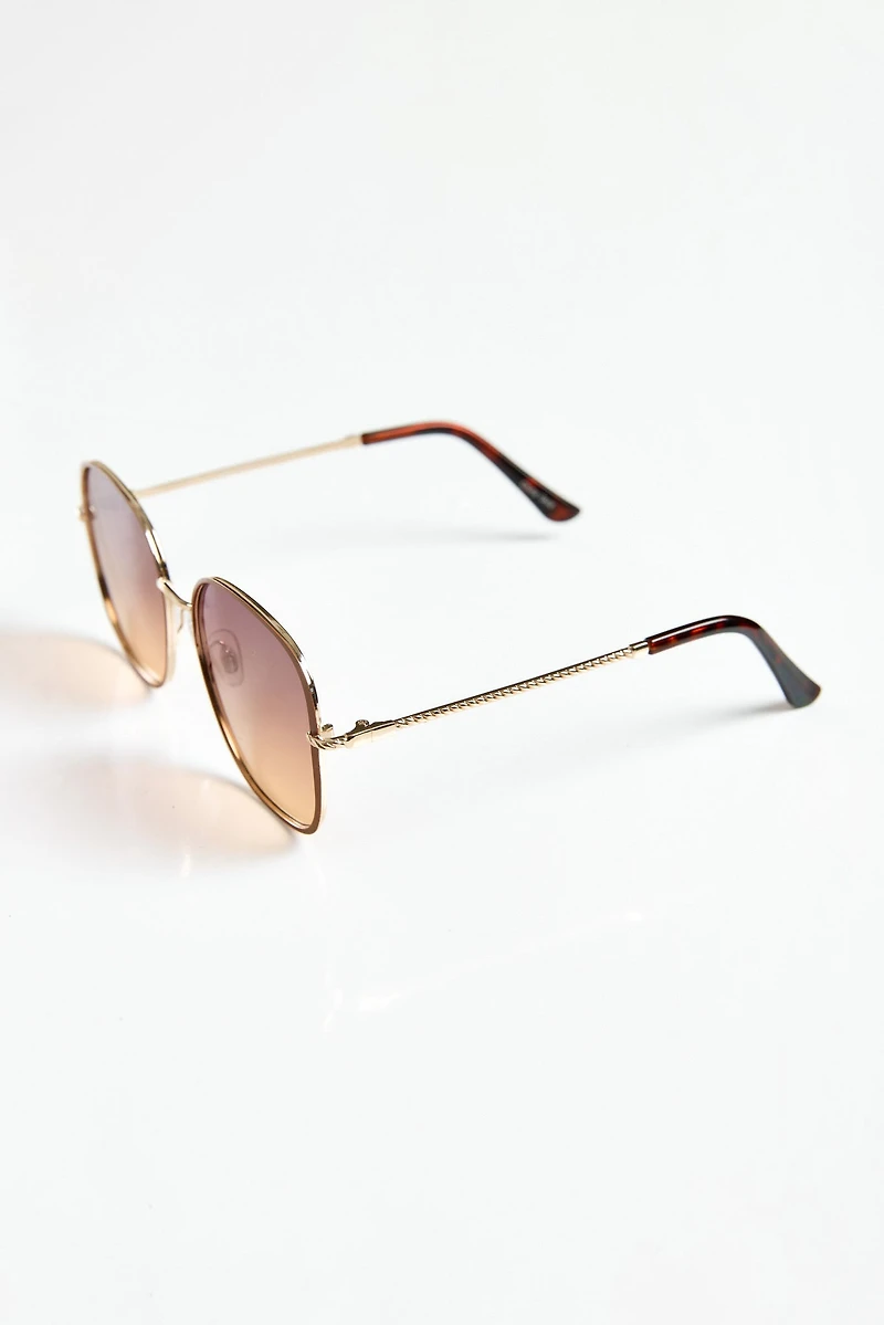 Gold-Brown Rectangular Sunglasses