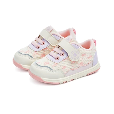TARANIS Stage 1 Pink-Purple Color-Blocked Floral Girl's Velcro Pre-Walking Shoes