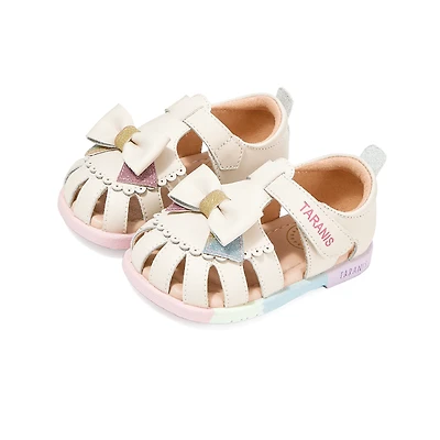 TARANIS Stage 2 Toddler First Walker Sandals | Reinforced Toe & Bow Accent