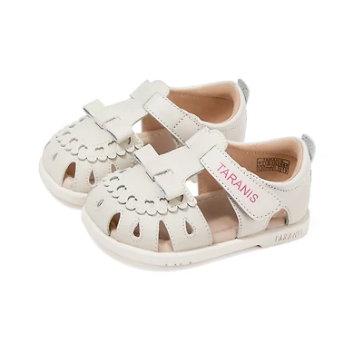 TARANIS Stage 2 Girls' First Walker Sandals | Heart Cut-Out & Lace Accent