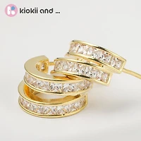 Arch14 Brilliant Double Channel-Set 18K Gold-Plated Huggie Earrings