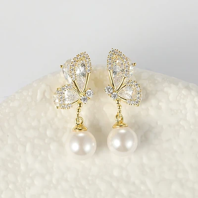 Arch14 Enchanted Wings & Pearl 18K Gold-Plated Drop Earrings